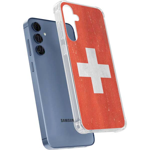 Switzerland Flag Distressed Galaxy A35 5G Clear Case
